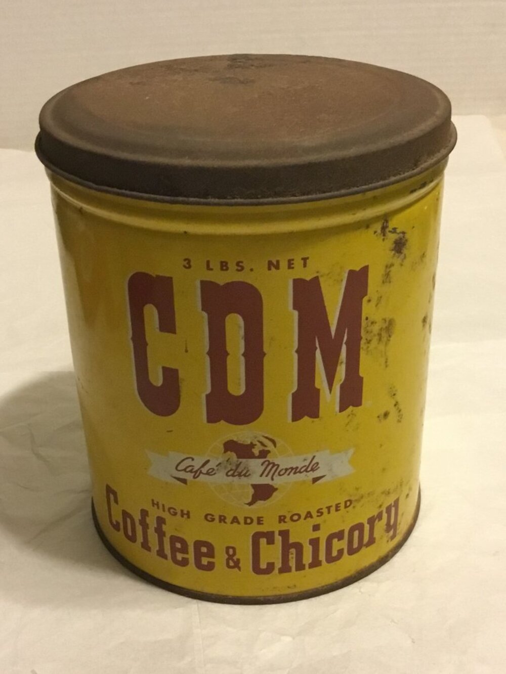 Vintage CDM Coffee & Chicory advertising 3-pound tin